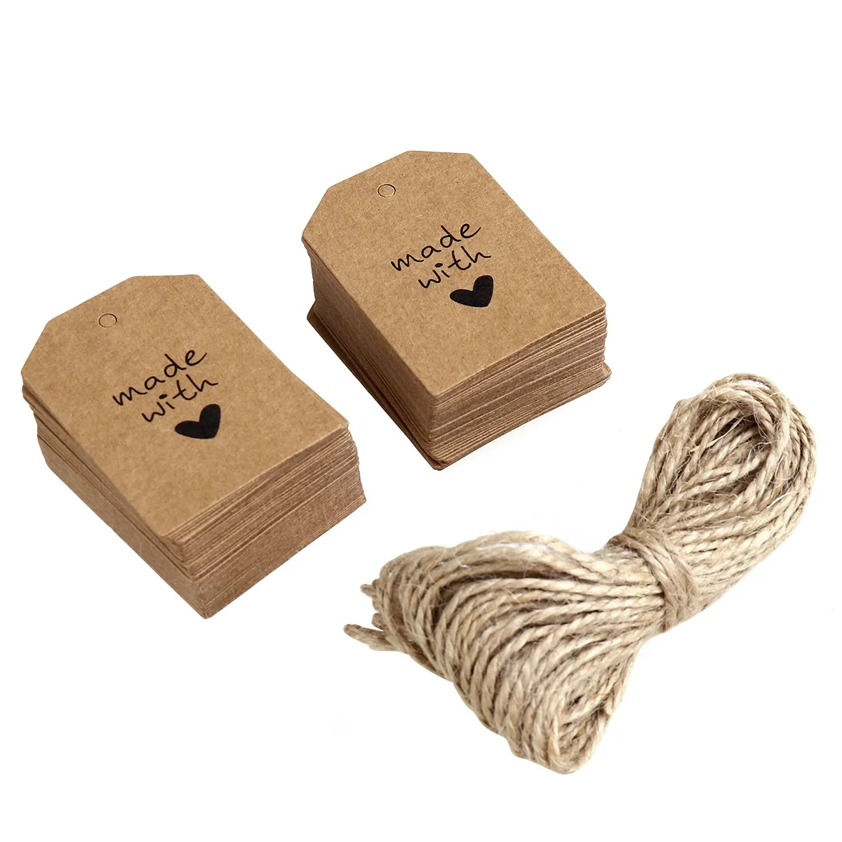 

100Pcs Personalized Paper Tags for Wedding Favors and Gift Labeling Kraft Material with Twine Easy Binding Fish Tail Shape
