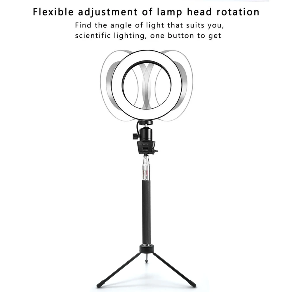 Travor 8 Inches LED Ring Light for Tabletop Shooting USB Video Light 64 LED 3200K/5500K Annular Lamp with Tripod Selfie Stick