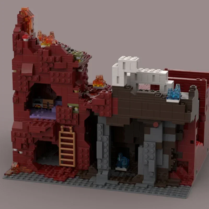 Moc blocos de construção modelo de construção cenários de fluxo magma tijolos técnicos diy montagem brinquedos famosos para crianças presente do feriado