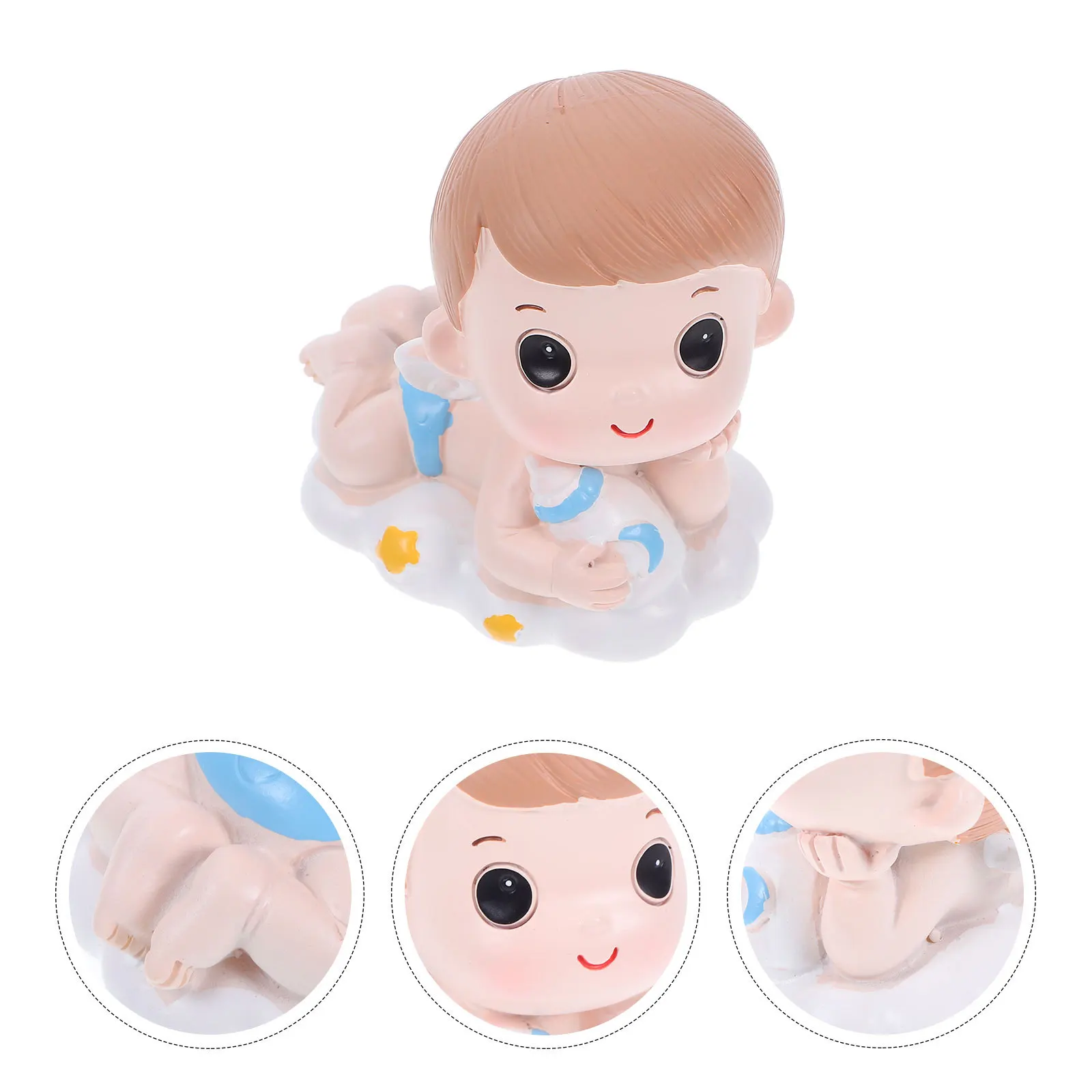 

Durable Resin Boy Cake Topper Lovely Cartoon Birthday Decoration Party Cake Ornament Desktop Decor Desktop Decor