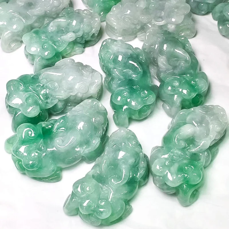 Natural a-Level Ice Glutinous Bean Color Jade Pendant