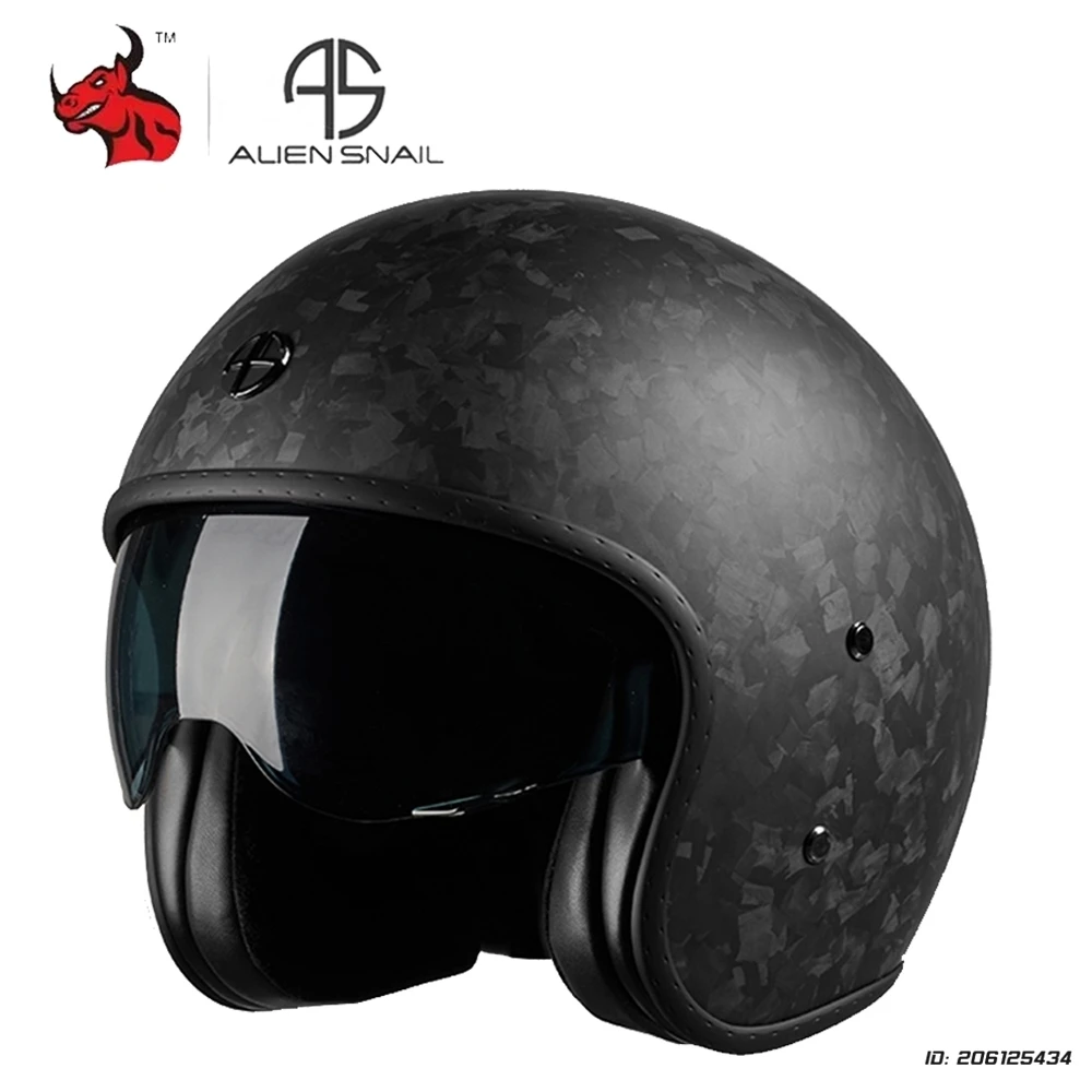 

Винтажный мотоциклетный шлем 3/4 из углеродного волокна, полушлем для мотоцикла, круизный мотошлем, шлем для электроскутера, DOT