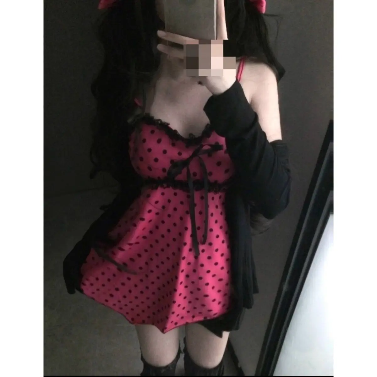 Retro Cute Polka Dot Open Cardigan Slimming Two-Piece Set Spring Summer Vintage Millennium Subculture Harajuku Spicy Girl