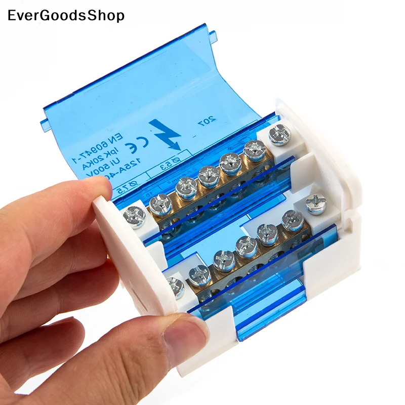 ✦   Bloque de terminales para riel DIN 500V/125A, conector de cobre puro 207/211/215/407/411/415/413, caja de distribución de cables para riel