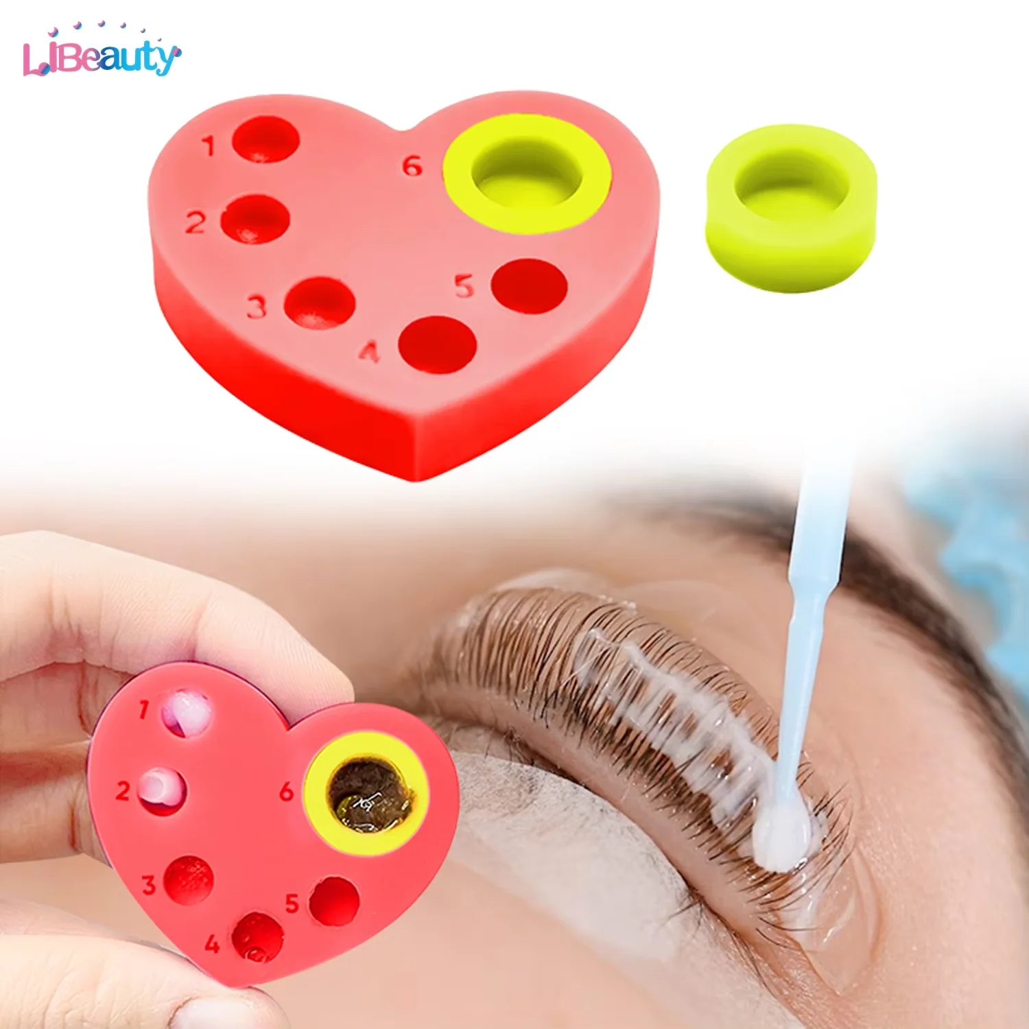 Libeauty 1 قطعة لوحة سيليكون صغيرة 6 وظيفة صينية لرفع الرموش وتلوين الحاجب التصفيح الرموش بيرم منصات أدوات ماكياج #3
