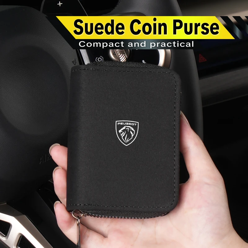 الجلد المدبوغ حامل بطاقة السيارة رخصة القيادة البنك بطاقة الائتمان تخزين حقيبة المحفظة لبيجو 206 307 308 3008 207 208 407 508 2008 5008 #1