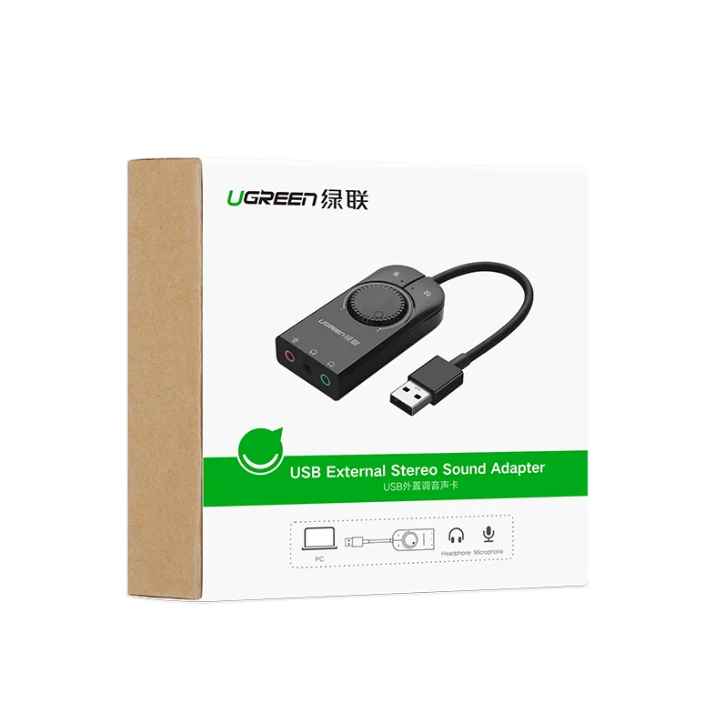 UGREEN Scheda audio USB Scheda audio esterna con controllo del volume Adattatore audio da USB a jack da 3,5 mm per Windows
