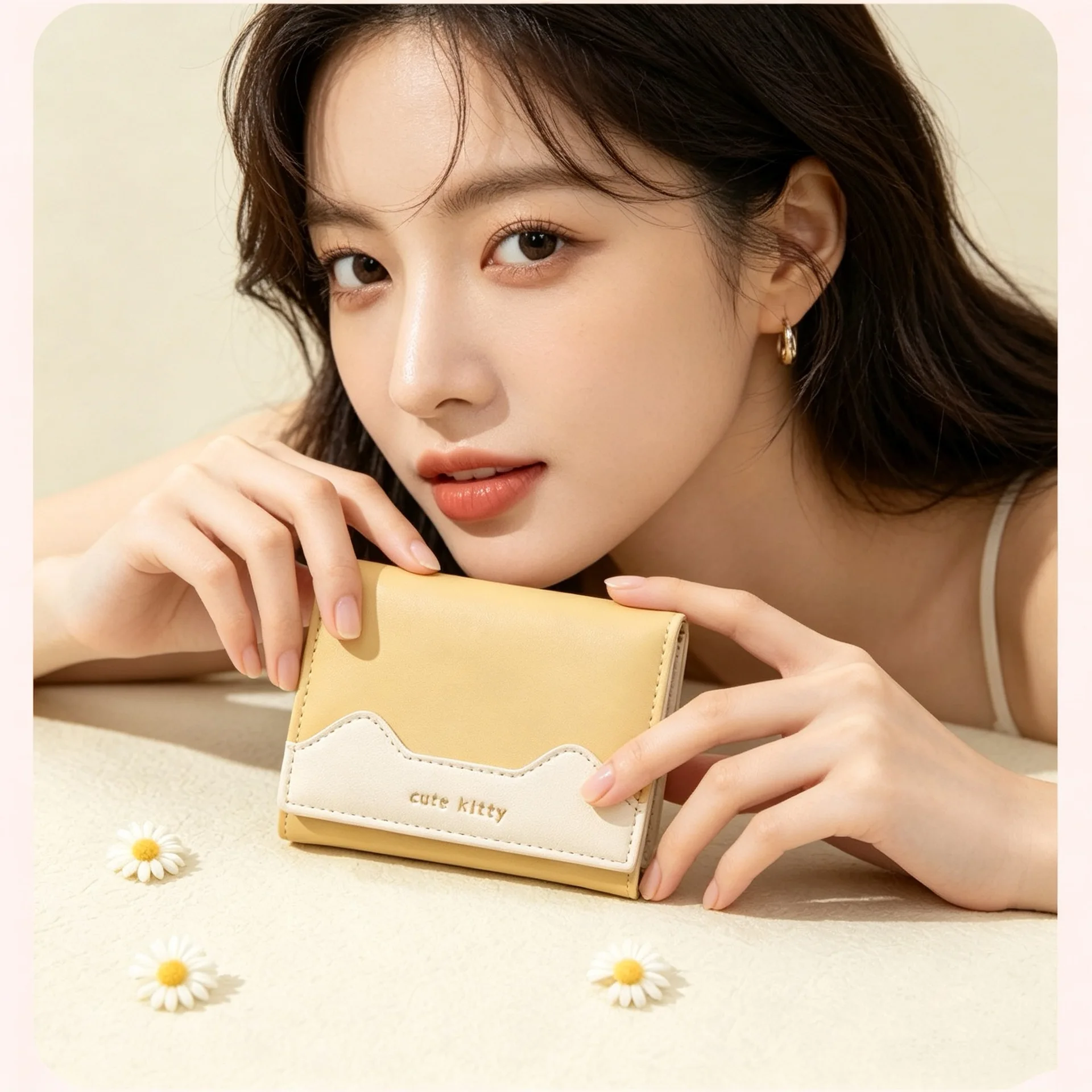Women Wave Colorblock Wallet Female Short Fold Card Holder Ladies Sweet Mini Purse Casual Daily Coin Pouch Clutch Bag