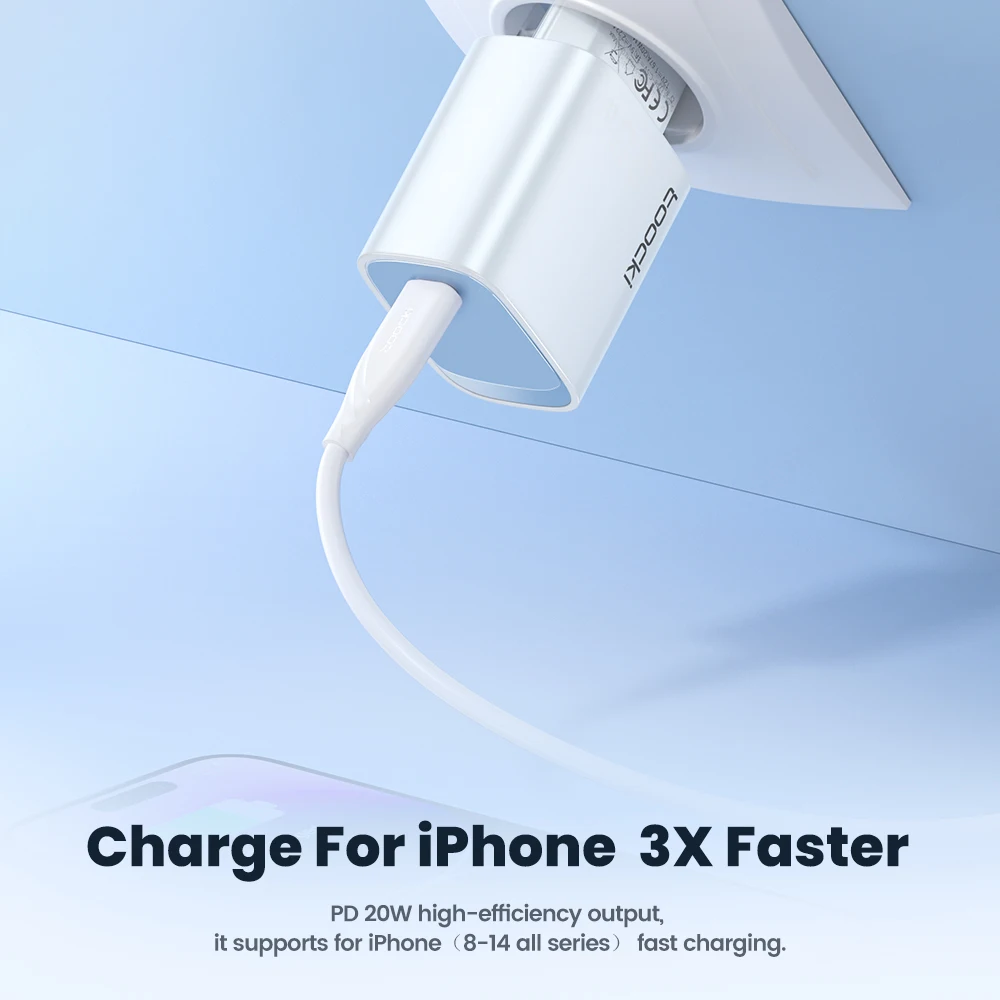 Toocki 20W USB C Charger PD Fast Charging QC4.0 3.0 Portable USB Charger with 60W 1M USB C to Type C Cable for iPhone Xiaomi SMS