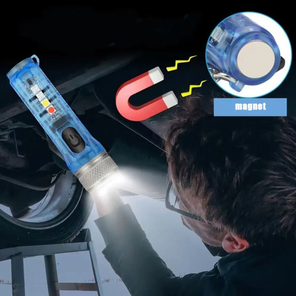 

Type-C Charging Mini Flashlight Emergency Lamp Magnetic Attraction Keychain Light Lightweight ABS Portable Flashlight Camping
