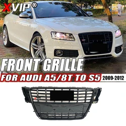 XVIP Front Black+Chrome Ring Bumper Grille S Style Trim Grill For Audi A5 S5 8T 2009-2012 To S5 Style High Quality Upper Grilles