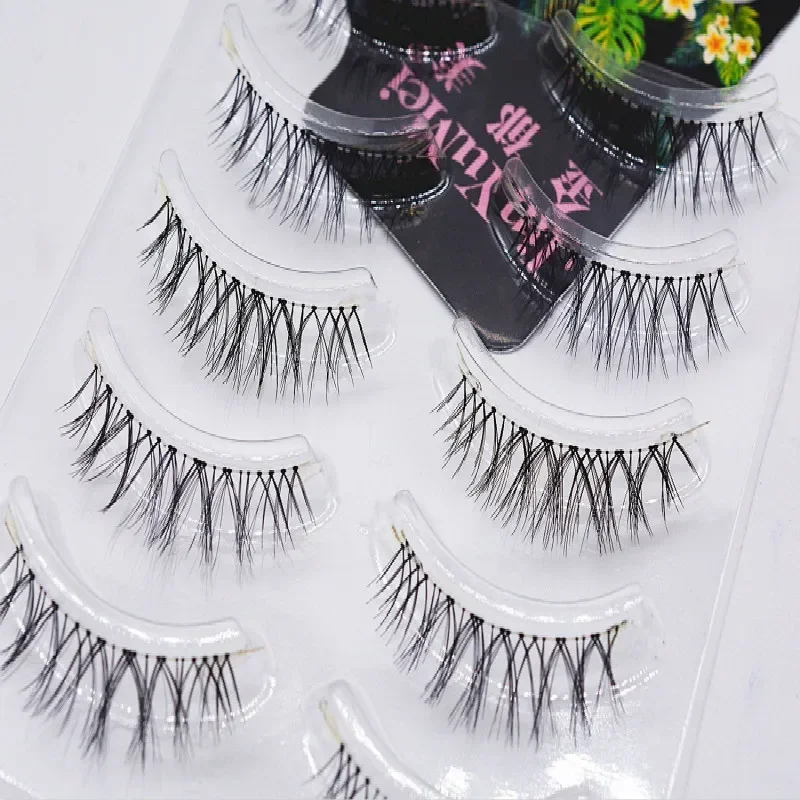 5 ペアつけまつげセットナチュラル Effecr 繊維まつげリアルファイバーショートクロス偽まつげメイクアップまつげエクステンション