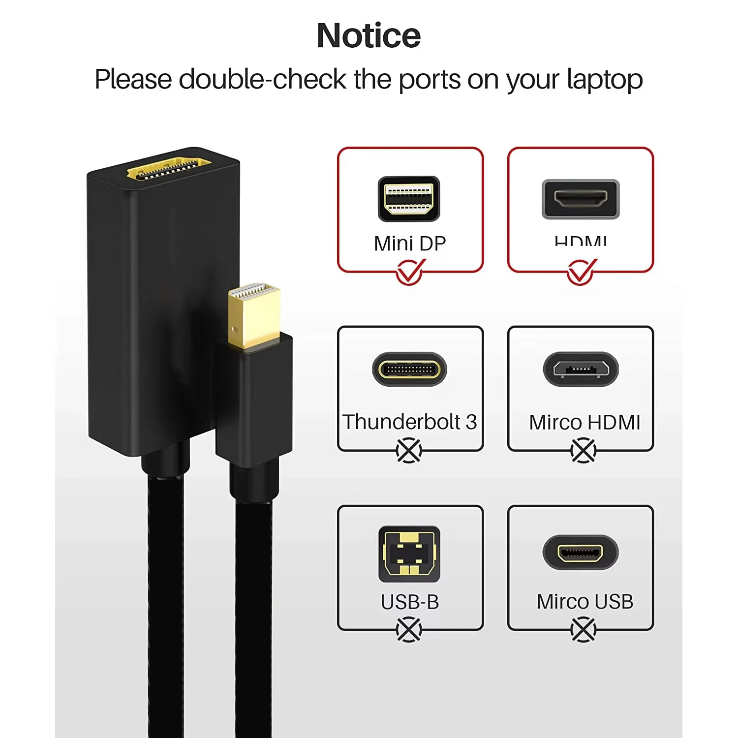 4K 2K Mini DP to HDMI-compatible Adapter Mini Displayport Thunderbolt to HDTV GoldPlated Cord Cable for MacBook Monitor Projecto