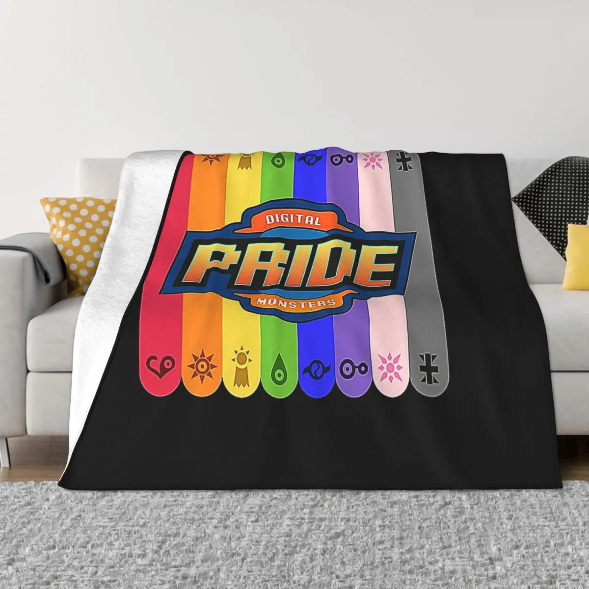 Digimoned Pride Throw Blanket Ultra-Soft Micro Fleece Blanket Black Flannel Blanket