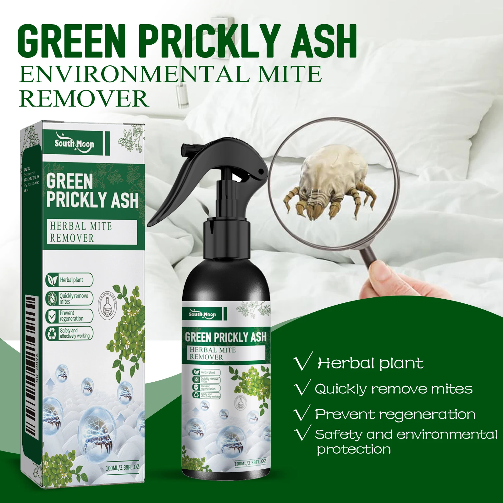 Milbenspray für Bett & Sofa, Anti-Milben Spray mit Pflanzenextrakten, Matratzenreiniger für Bettwäsche, Sofa, Decken & Haushalt