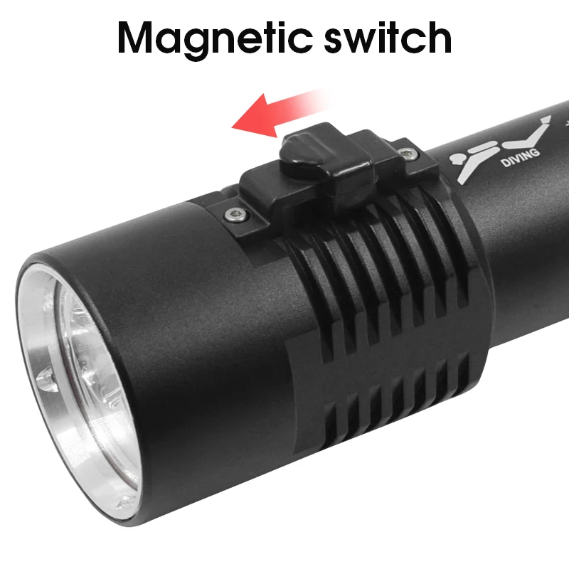 Professional Scuba Diving Super Bright 26650 Battery 10000 Lumens IPX8 Waterproof Underwater Dive LED Light XHP70 3 Modes