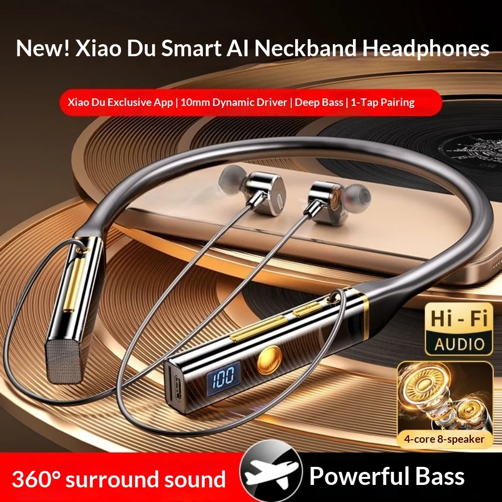 High Appearance Value Neck-hung Bluetooth Headphones 2025 New Version Noise Cancellation HIFI Sound Quality Ultra-Long Battery L view 6