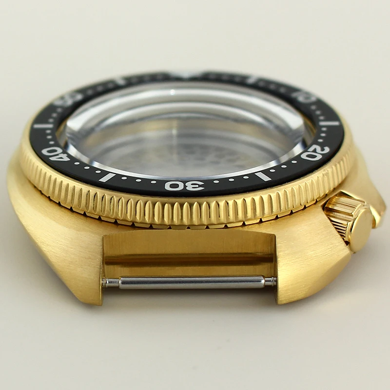 Gold PVD 44mm Watche Case Black Chapter Ring For Modified Abalone Seiko NH35 NH36 NH34/38 Movement 28.5mm Dial Sapphire Hot Sale