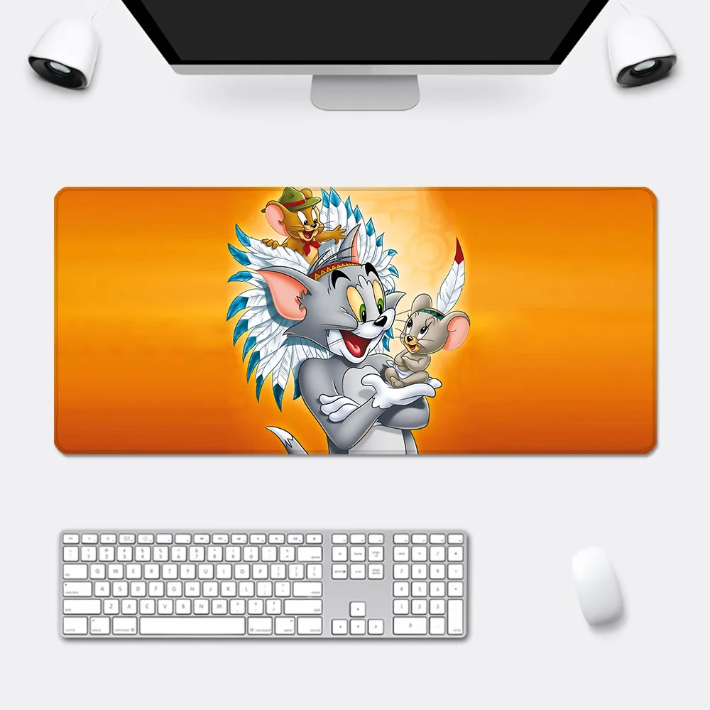 Cartoon T-Tom and J-Jerry Mousepad HD Printing Computer Gamers Locking Edge Non-slip Mouse Pad XXL90x40cm Keyboard PC Desk Pad