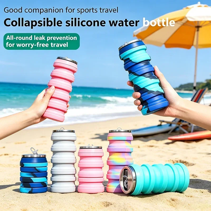 480ML Retractable Silicone Water Bottle Collapsible Cup Outdoor Travel Sport Drink Bottle YDSH03 view 4