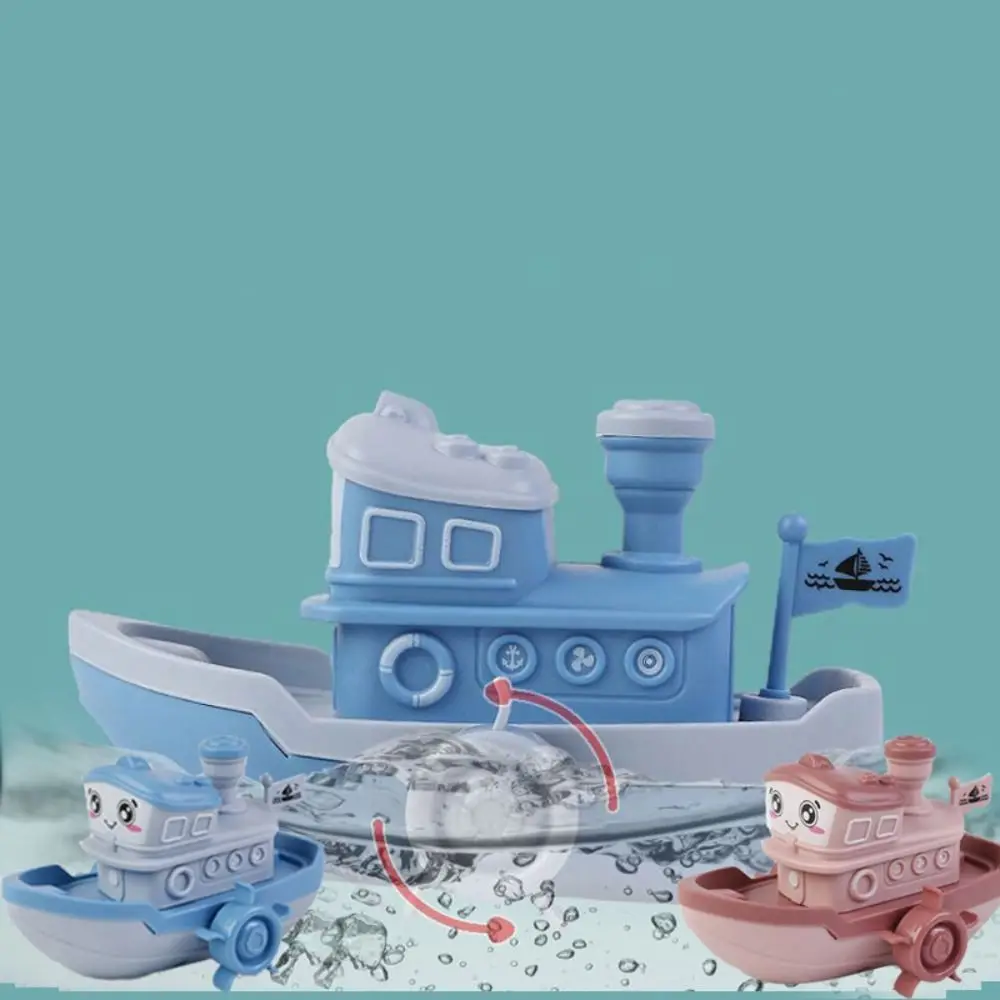 Cute ABS Bath Radom Color Eco-friendly Clockwork Ship Boat Clockwork Water Swimming