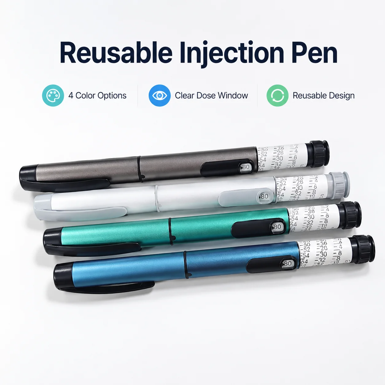 Reusable V1 V2 Peptide Insulin Injection Pen 80IU Adjustable Refillable Injector Pen Compatible with Standard 3ml Cartridge