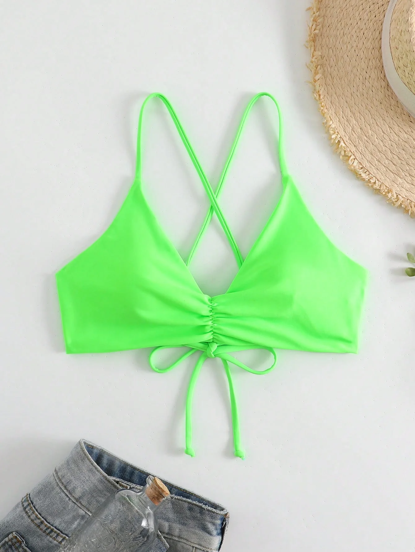 Know Dream 2024 NEW Solid color lace up corset beach Bikini Set Women Sexy Simple Halter Bikini Swimsuit