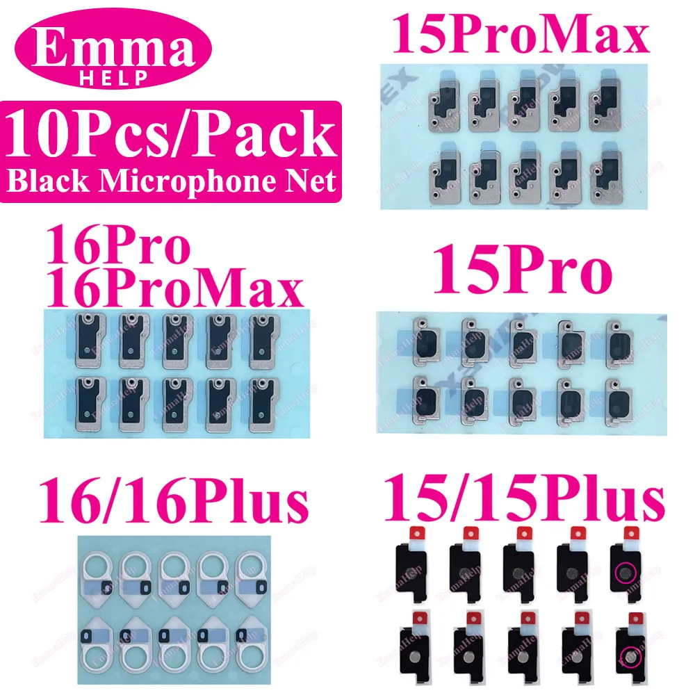 10pcs Flash Anti Dust Mesh For iPhone 15 Plus 16 Pro Max Inner Near Big Rear Camera Cover Back Microphone Net