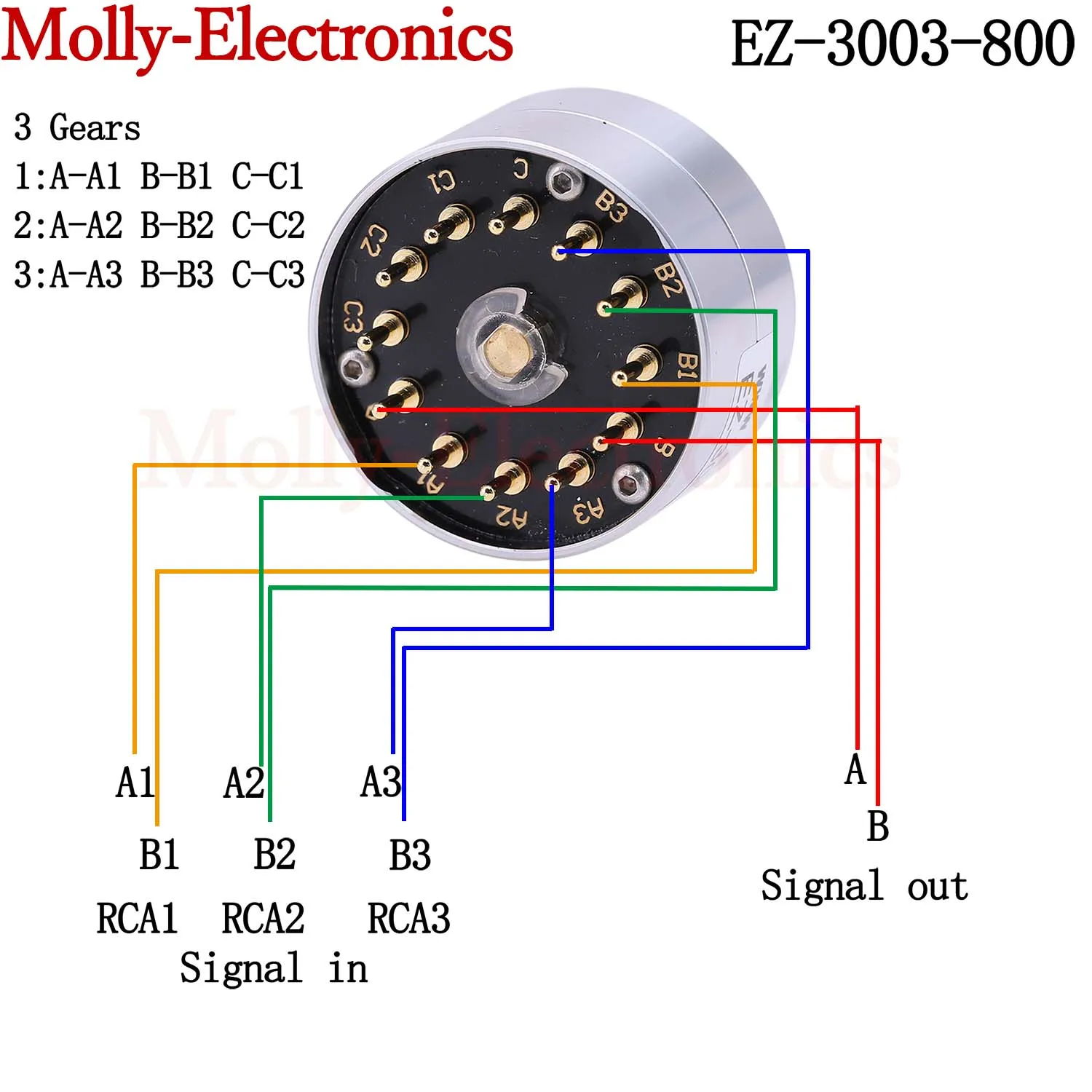 Rotary Switch Signal Source Selector EIZZ 3 Ways 4 Ways 3 Positions Rotary Adjust Switch HIFI Audio Amplifier DIY