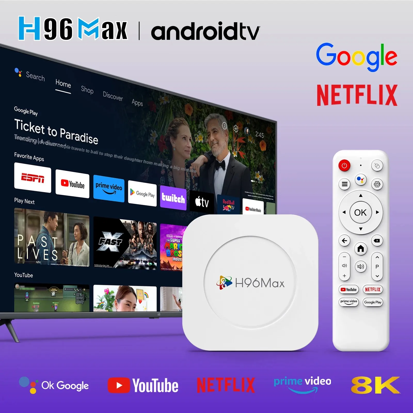 H96MAX M1 PLUS RK3528 TV Box Smart TV Box Android 14 Wifi 6 BT5.4 Video Voice Assistant TV BOX Media Player Set Top Box