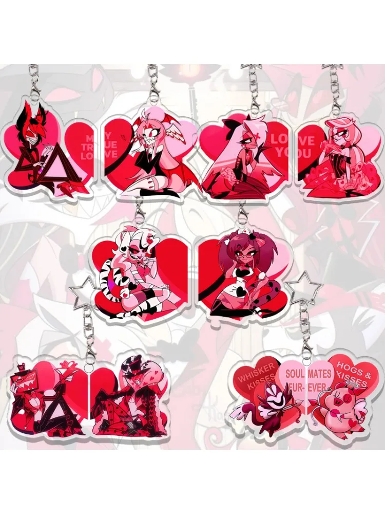 Hazbin Hotel Acryl-Schlüsselanhänger Kawaii Alastor Angel Dust Velvette Niffty Vaggie Rucksack-Taschenanhänger Zubehör Geburtstagsgeschenk