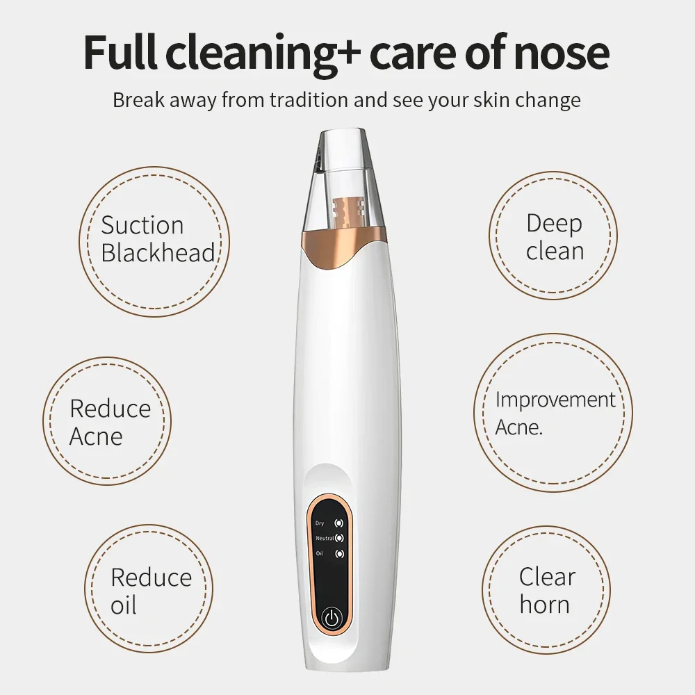 New Facial Blackhead Remover Vacuum Pore Cleaner Face&Nose Blackhead Removal Kit Electric Acne Facial Extractor Skin Care Tool