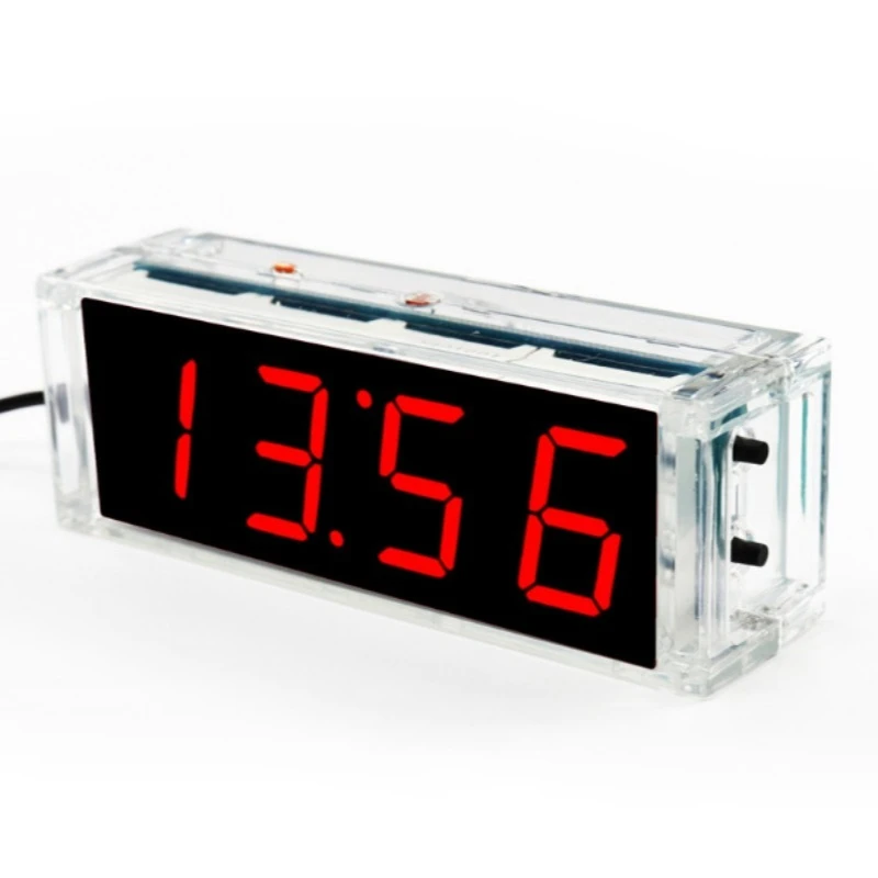 

MCU digital clock kit, light control 1 inch LED digital tube electronic clock DIY parts, with shell