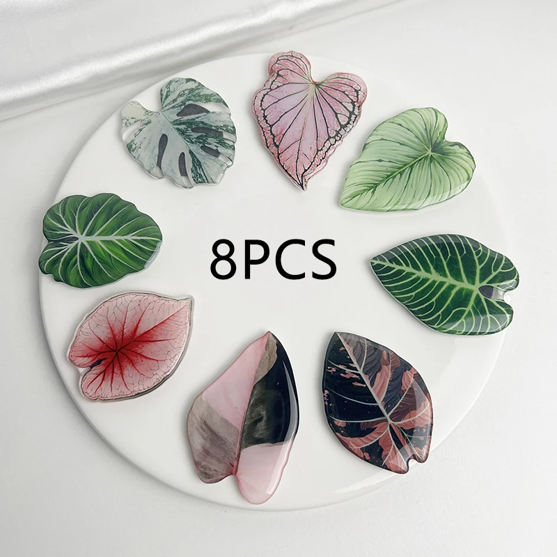 8pcs New Popular plant leaves acrylicre Frigerator magnets decorative patchacrylic simulation of green leaves For plant hobbyist
