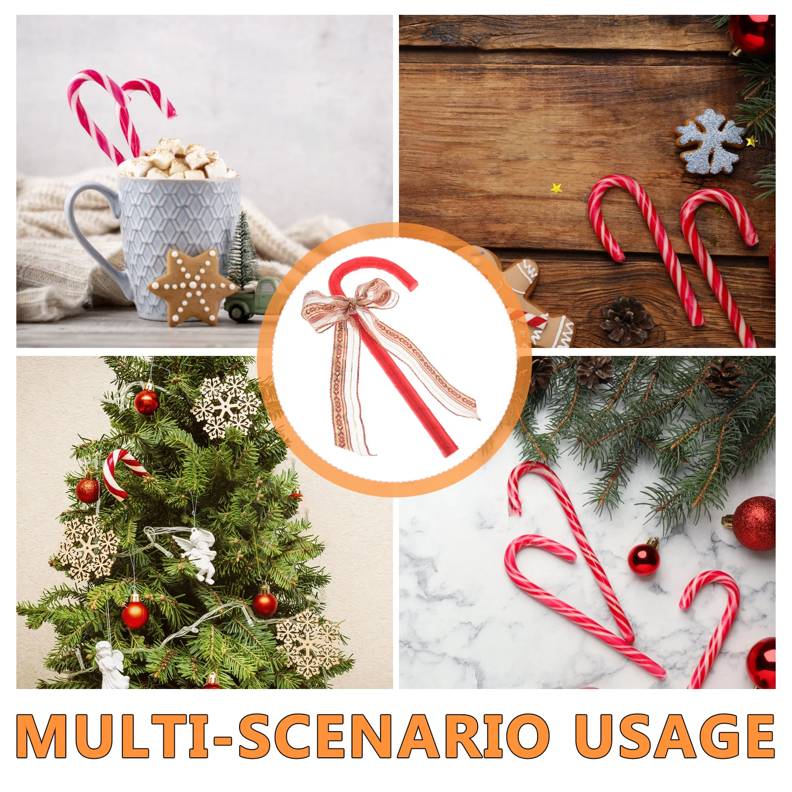 크리스마스 리본 장식 지팡이 빨간색 어린이 코스튬 소품 파티 스태프 지팡이 리본 보행 지팡이 액세서리