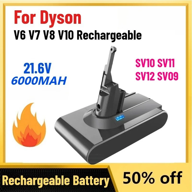 

Высококачественная батарея для пылесоса 21,6 В, 6000 мАч SV10 SV11 SV12 SV09, аккумулятор DC58 для Dyson V6 V7 V8 V10, перезаряжаемая