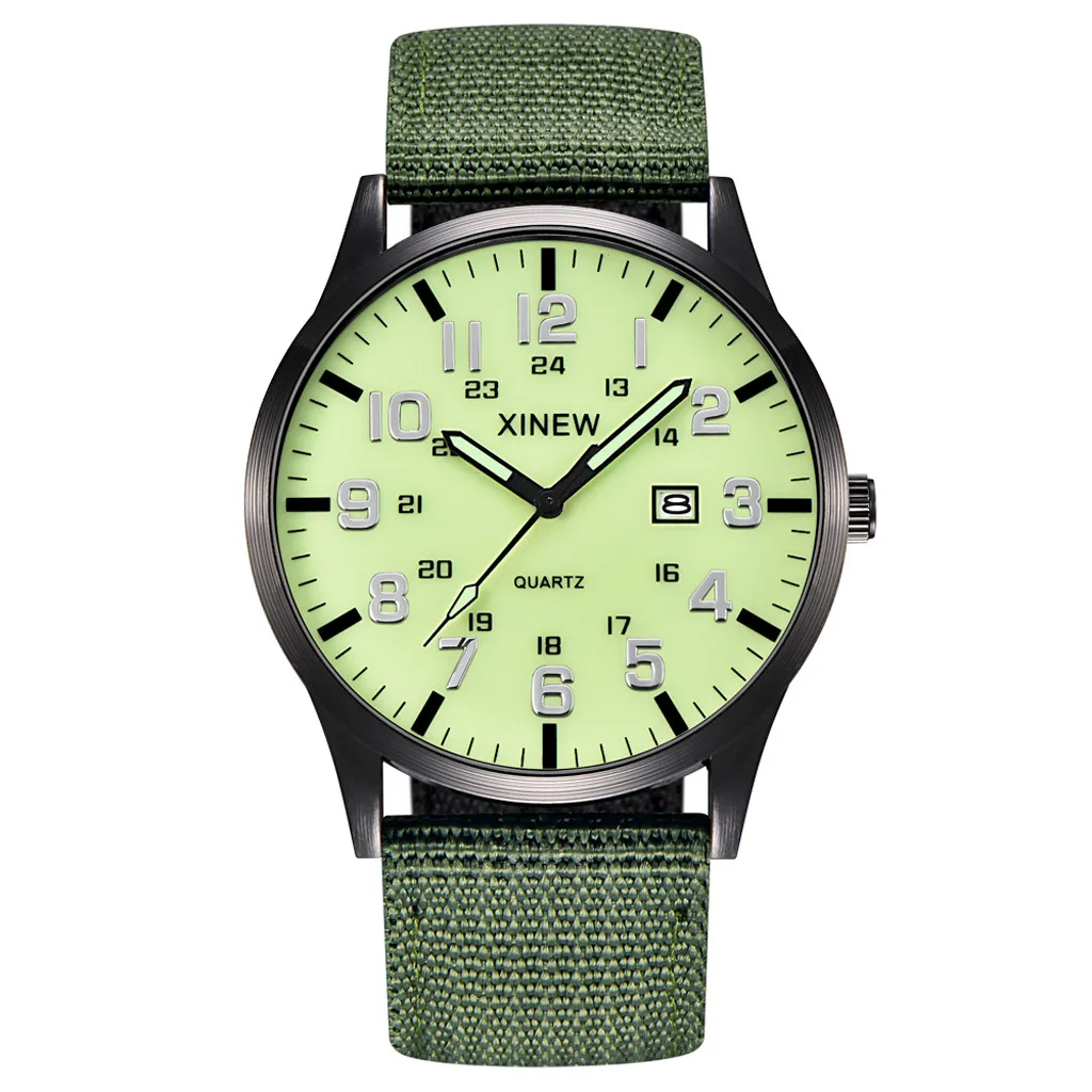 

Nylon Strap Watch Men Military Army Date Quartz Watch For Gift Luminous Pointer Scale Round Dial Watch Causal All-Match Watch