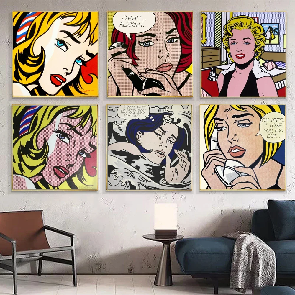 Pop Abstract Art Roy Lichtenstein Canvas Painting Posters Prints Art for Living Room Square Wall Art Pictures Home Decor Cuadros