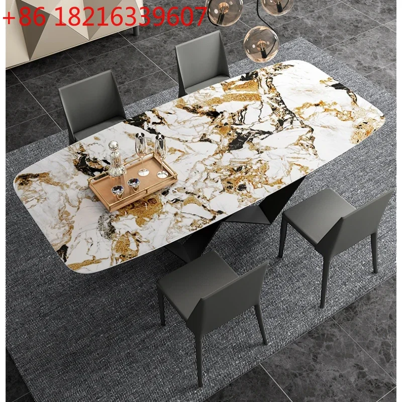 

Dining Table Modern Simple Rectangular Small Apartment Light Luxury Dining Table Marble