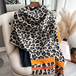 Winter New Fashion Warm Cashmere Shawl Scarf Women's Leopard Print Pashmina Thick Scarf Women's Style Workplace Women 2024