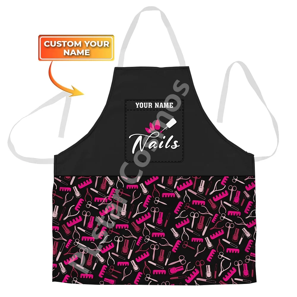 Nail Hustler Apron Custom Nail Salon Uniform Manicurist Gift 3D Apron Personalized Name 3D All Over Printed Apron