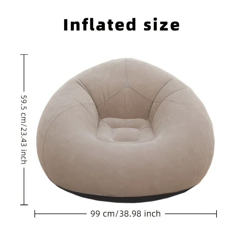 Inflatable Lazy Chair Portable Foldable Single Sofa with Soft Fleece No Assembly Indoor Outdoor Use image 3