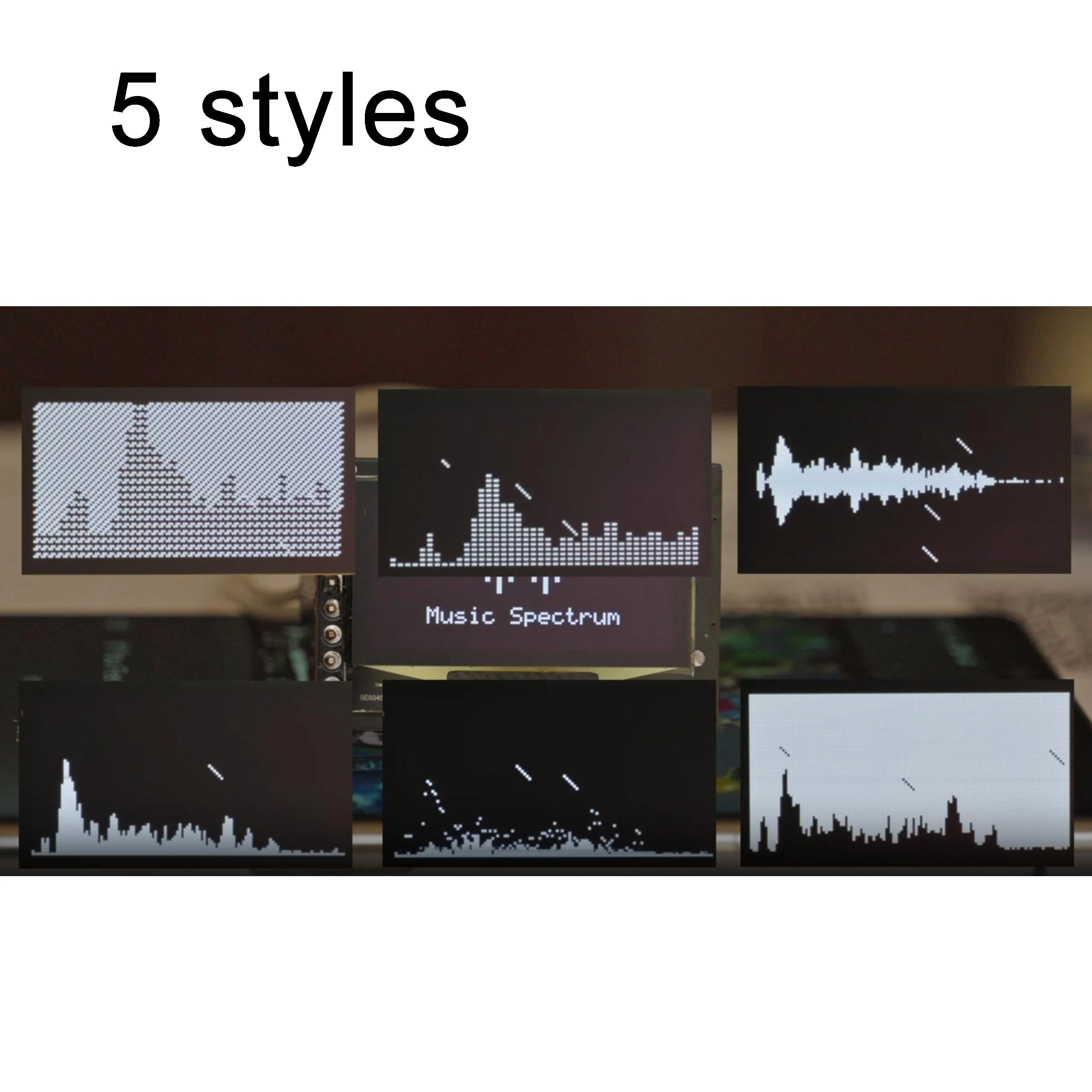 التحكم الصوتي 1.3 بوصة OLED الموسيقى الطيف عرض محلل الصوت إيقاع TYPE-C USB إمدادات الطاقة الأضواء المحيطة mp3 مكبر للصوت