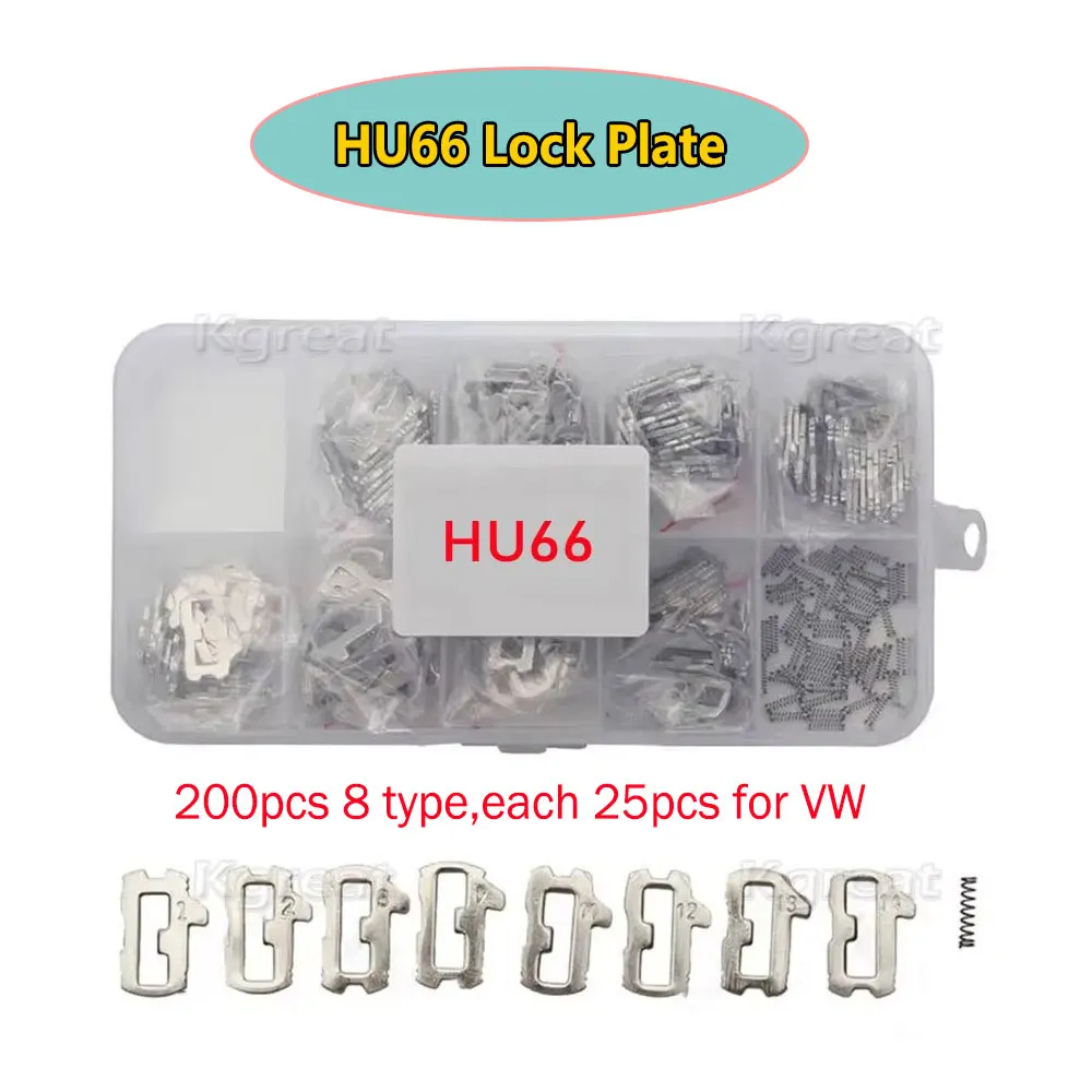 200 unids/lote HU66 placa de bloqueo accesorios de reparación de cerradura de coche placa de lengüeta de cerradura de coche para VW M094 8 tipo cada 25 uds