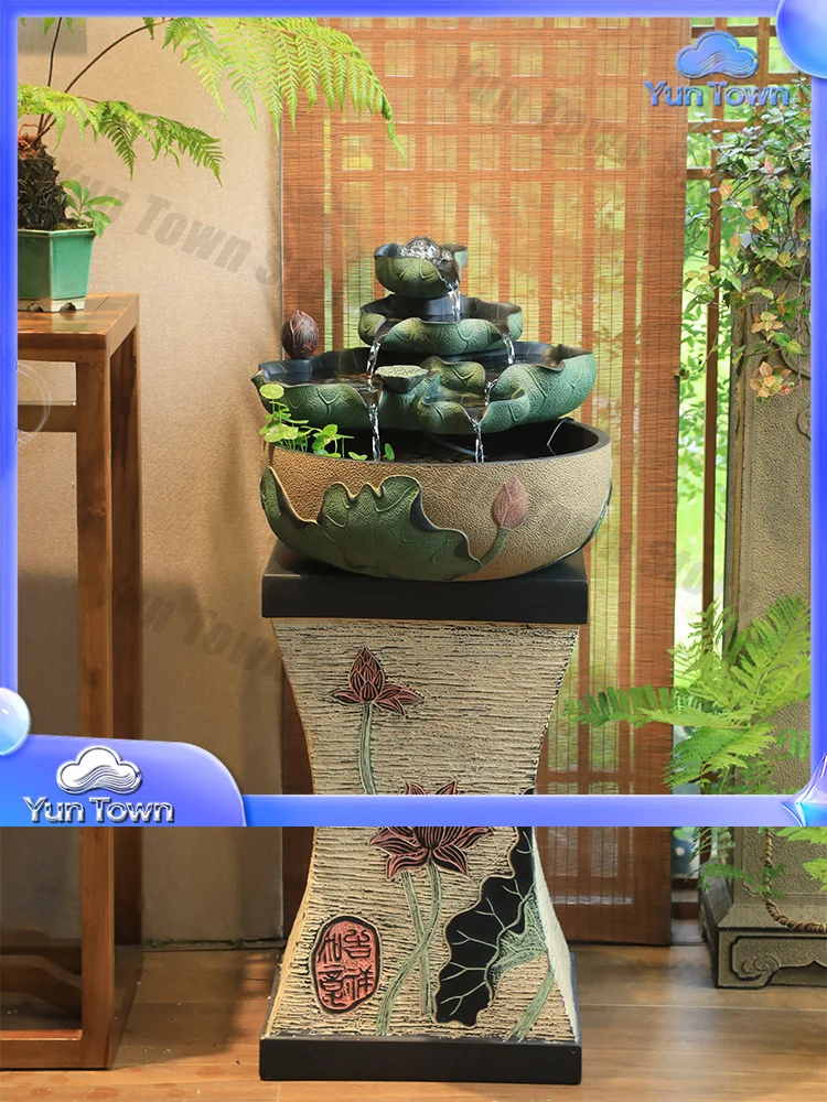 Creative fountain, flowing water ornament, feng shui ball, water feature humidifier, Chinese feng shui wheel, living room