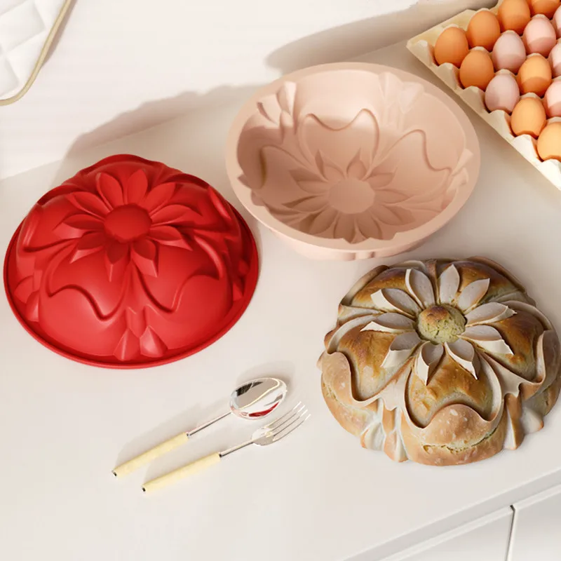 Sunflower Shaped Baking Mold - 20cm Non-Stick Food Grade Silicone Cake Pan Set of 5 Colors for Professional & Home Bakers