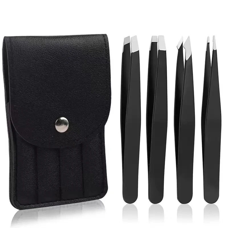 4/5-Piece Professional Eyebrow Tweezers Set, Stainless Steel Eyebrow Tweezers, Suitable for Eyebrow Shaping, Facial Hair, and False Eyelashes