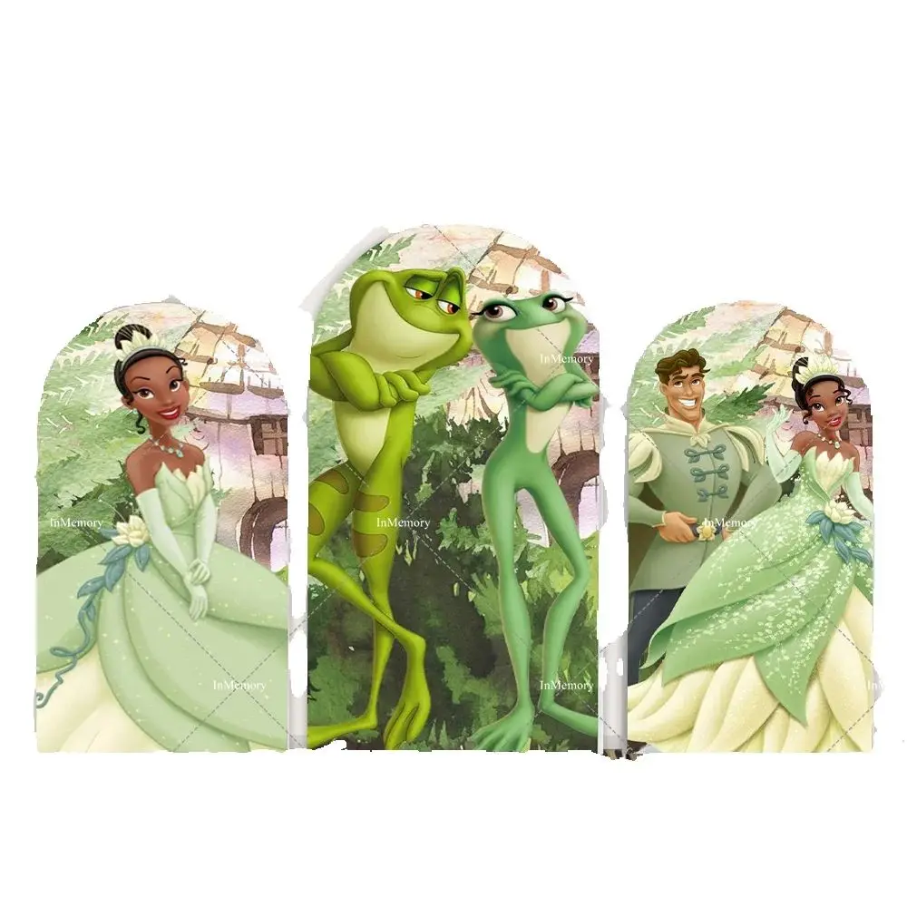 

Принцесса Диснея Тиана и лягушка арка настенные панели для девочек арочный фон фото для украшения дня рождения баннер двусторонний