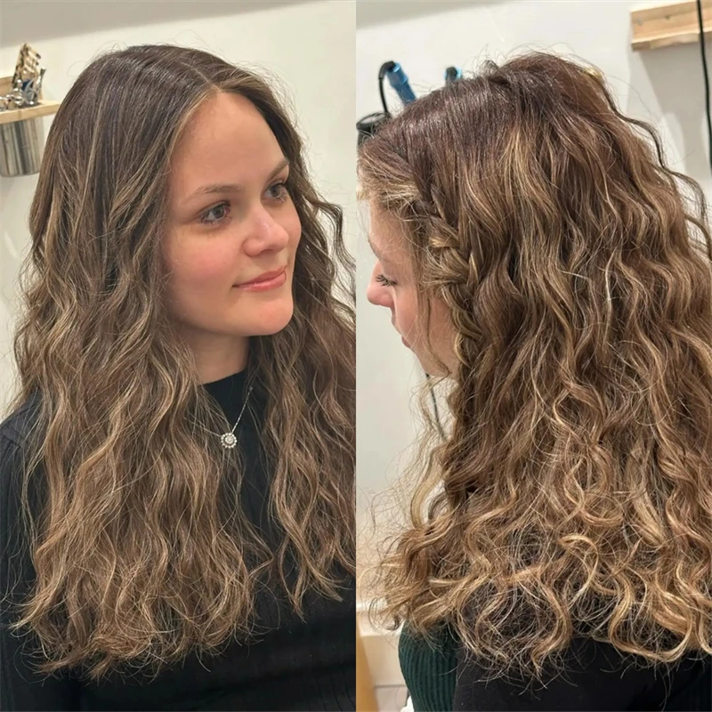 

Длинный волнистый женский парик Ombre Коричневый блондин Парики Бесклеевой синтетический мягкий HD кружевной фронтальный парик Готов к отправке Парик высокого качества