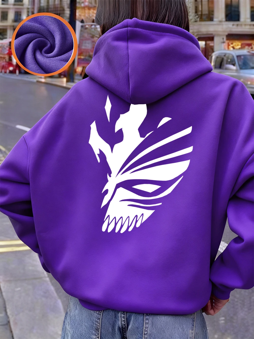Bleach Ichigo Red Mask Printing Hoodies Damen Winter Fleece Warm Sweatshirt Casual Pocket Pullover Basics Lose Damenkleidung – Detail 17
